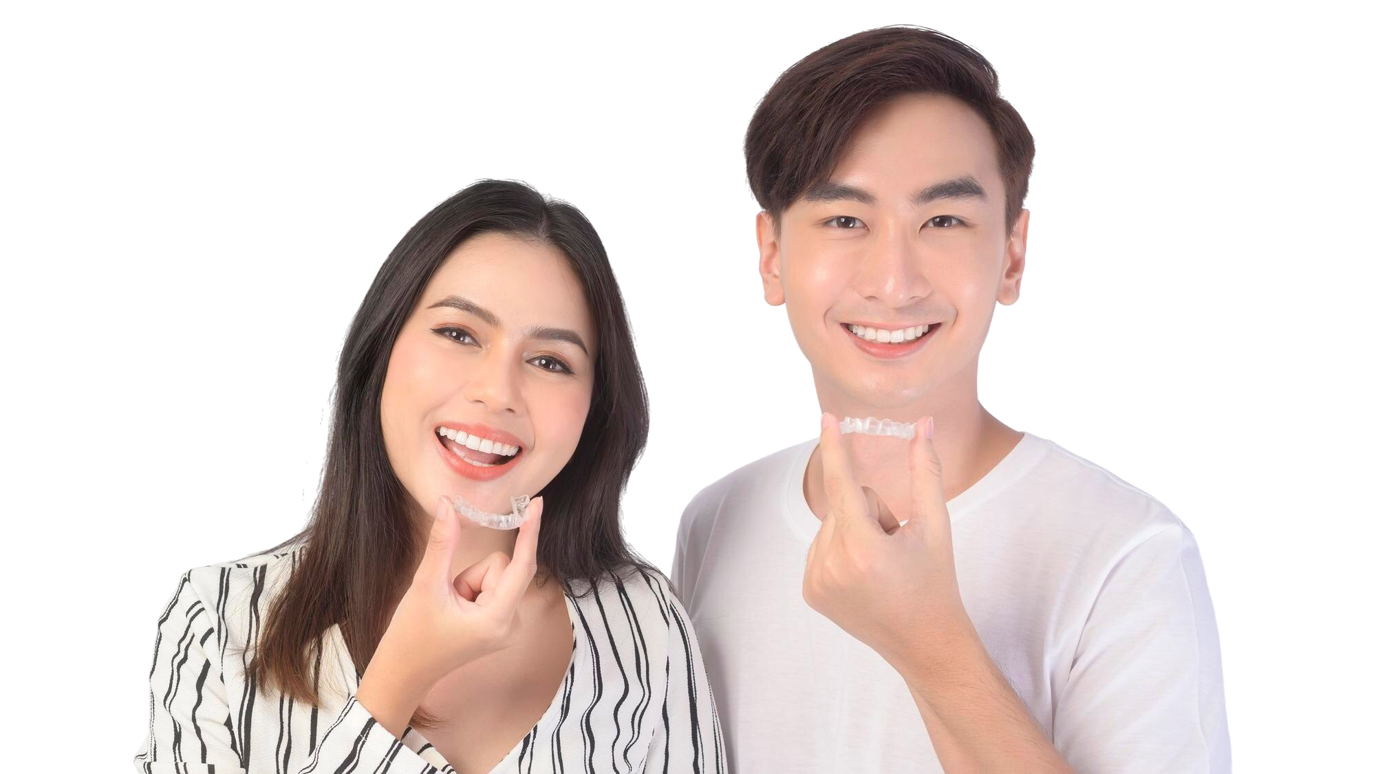 young-smiling-man-woman-holding-invisalign-braces-white-background-studio