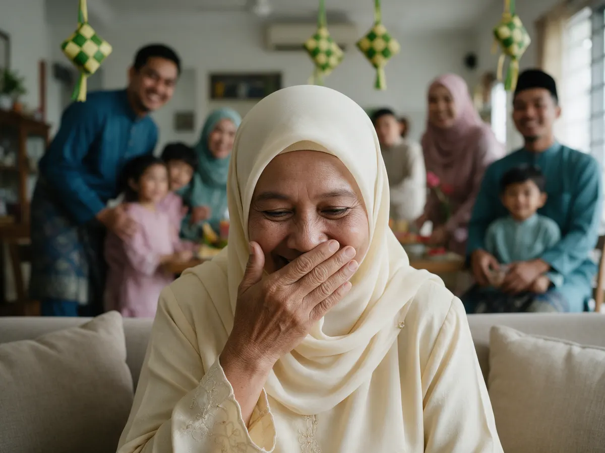 Nenek Melayu tutup mulut ketika bergambar raya